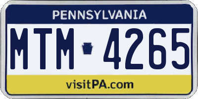 PA license plate MTM4265