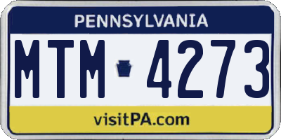 PA license plate MTM4273