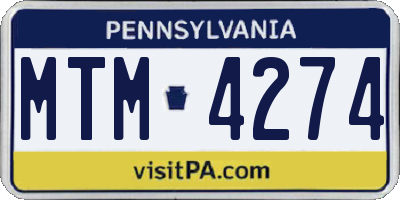 PA license plate MTM4274