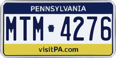 PA license plate MTM4276
