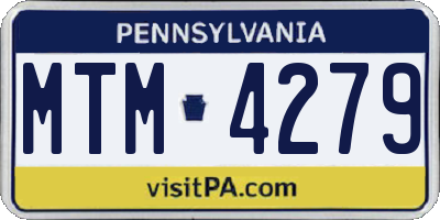 PA license plate MTM4279