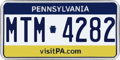 PA license plate MTM4282