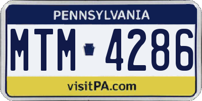 PA license plate MTM4286