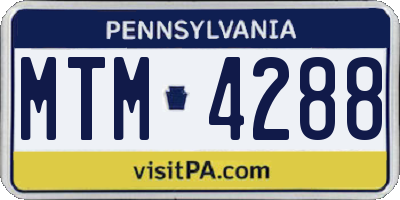 PA license plate MTM4288