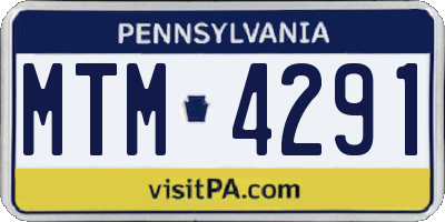 PA license plate MTM4291