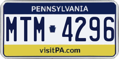 PA license plate MTM4296