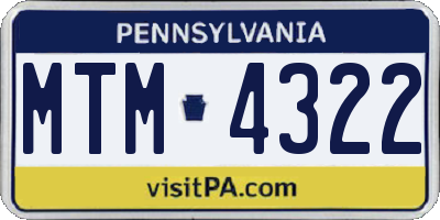 PA license plate MTM4322