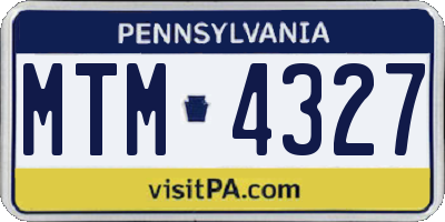 PA license plate MTM4327