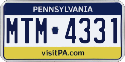 PA license plate MTM4331