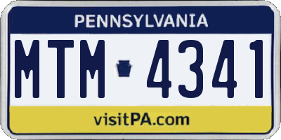 PA license plate MTM4341