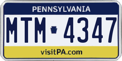PA license plate MTM4347