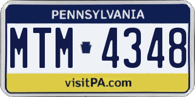 PA license plate MTM4348