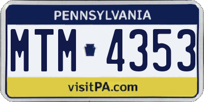PA license plate MTM4353