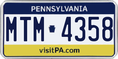 PA license plate MTM4358