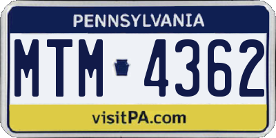 PA license plate MTM4362