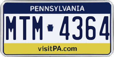 PA license plate MTM4364