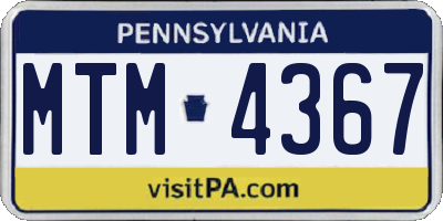 PA license plate MTM4367