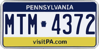 PA license plate MTM4372