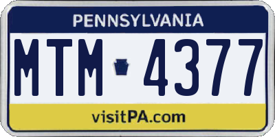 PA license plate MTM4377