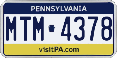 PA license plate MTM4378