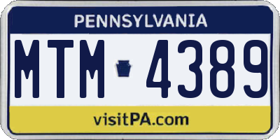 PA license plate MTM4389