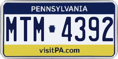 PA license plate MTM4392