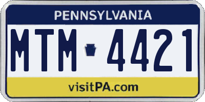 PA license plate MTM4421