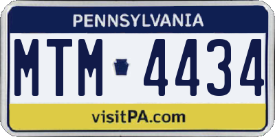 PA license plate MTM4434