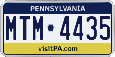 PA license plate MTM4435
