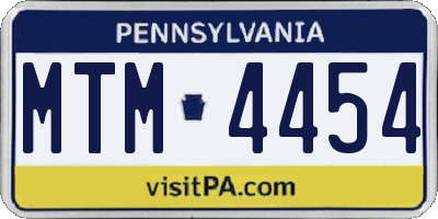 PA license plate MTM4454