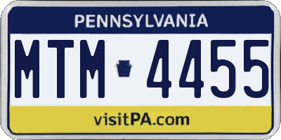 PA license plate MTM4455