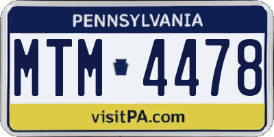 PA license plate MTM4478
