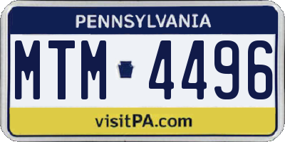 PA license plate MTM4496
