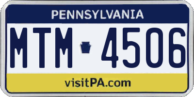PA license plate MTM4506
