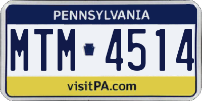 PA license plate MTM4514
