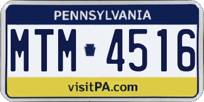 PA license plate MTM4516