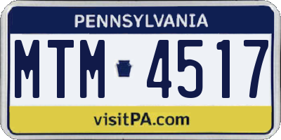 PA license plate MTM4517