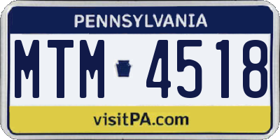 PA license plate MTM4518