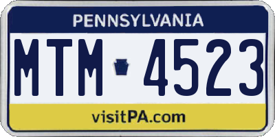 PA license plate MTM4523