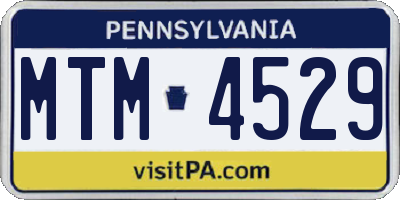 PA license plate MTM4529