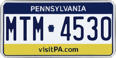 PA license plate MTM4530