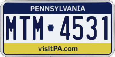 PA license plate MTM4531