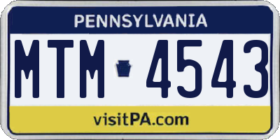 PA license plate MTM4543