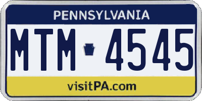 PA license plate MTM4545