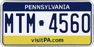 PA license plate MTM4560