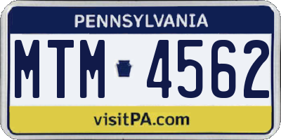 PA license plate MTM4562