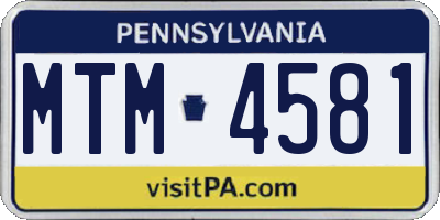 PA license plate MTM4581