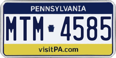 PA license plate MTM4585