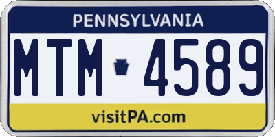 PA license plate MTM4589