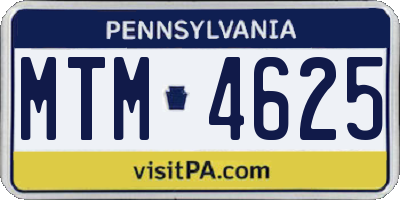 PA license plate MTM4625